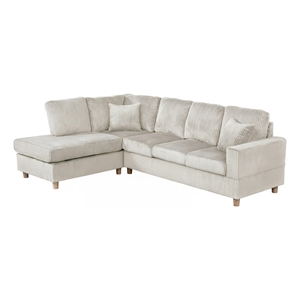 Best Quality Furniture Beige Velvet Corduroy Sectional with Drop Down Table