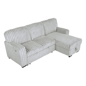Best Quality Furniture Light Gray Velvet Corduroy Sectional with Pull Out Bed