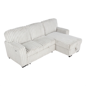 Best Quality Furniture Beige Velvet Corduroy Sectional with Pull Out Bed