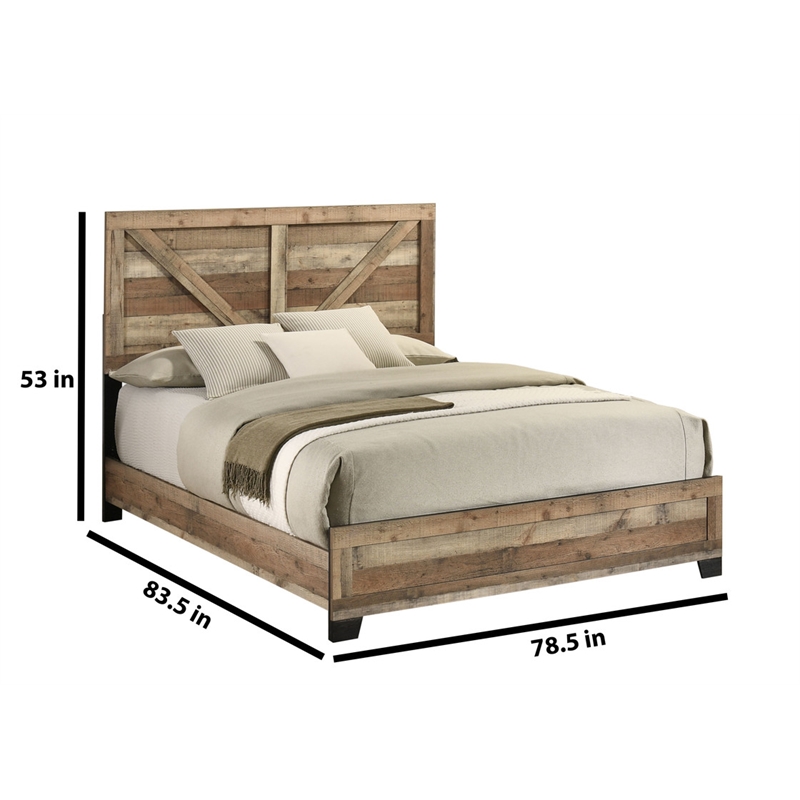 Best Quality Furniture 2 Piece Weathered Brown Pine Wood Bedroom Set in King