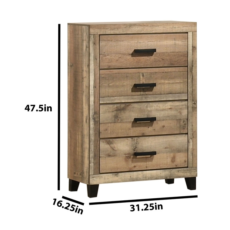 Best Quality Furniture 5 Piece Weathered Brown Pine Wood Bedroom Set in Queen