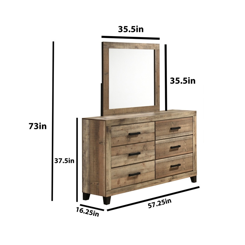 Best Quality Furniture 4 Piece Weathered Brown Pine Wood Bedroom Set in Queen