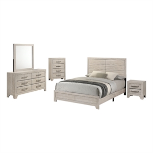 Best Quality Furniture 5 Piece Bedroom Set in Rustic Gray Oak Wood in King
