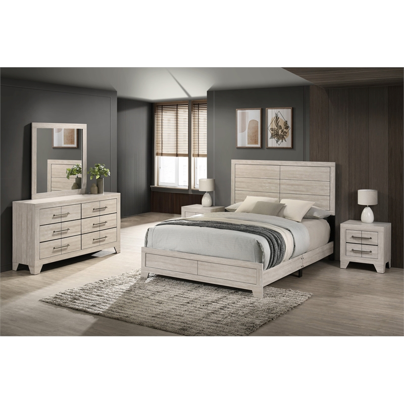Best Quality Furniture 5 Piece Bedroom Set in Rustic Gray Oak Wood in King