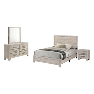 Best Quality Furniture 4 Piece Bedroom Set in Rustic Gray Oak Wood in King