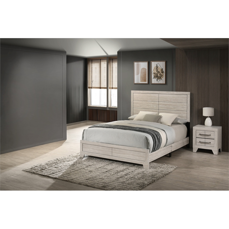 Best Quality Furniture 2 Piece Bedroom Set in Rustic Gray Oak Wood in King