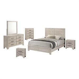 Best Quality Furniture 6 Piece Bedroom Set in Rustic Gray Oak Wood in Queen