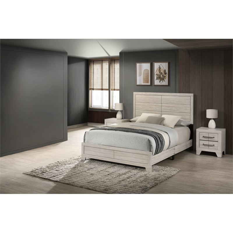 Best Quality Furniture 3 Piece Bedroom Set in Rustic Gray Oak Wood in Queen