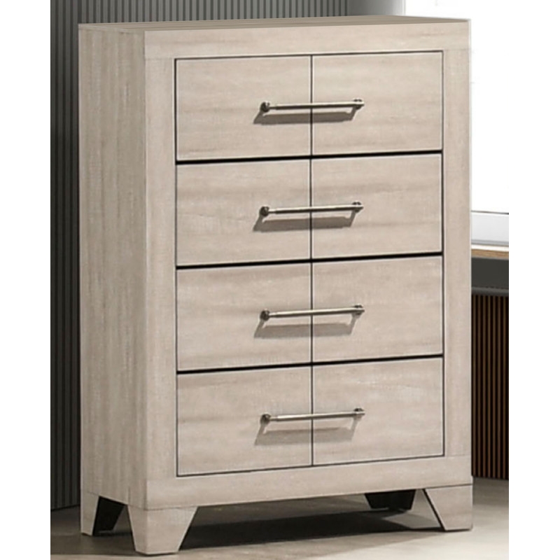 Best Quality Furniture 4 Drawer Dresser Chest in Rustic Gray Oak Wood