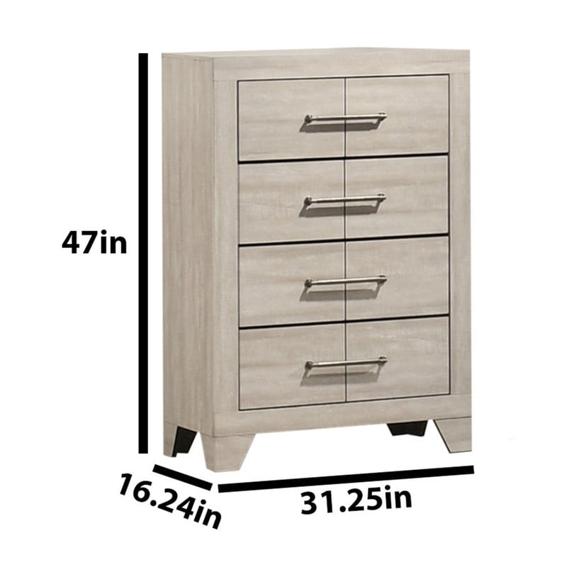 Best Quality Furniture 4 Drawer Dresser Chest in Rustic Gray Oak Wood