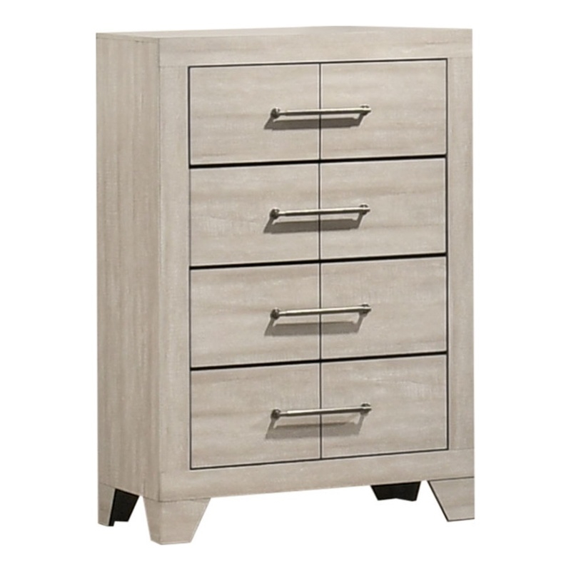 Best Quality Furniture 4 Drawer Dresser Chest in Rustic Gray Oak Wood