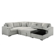 Best Quality Furniture 3pc Sectional w Pullout Bed in Light Gray Corduroy Velvet