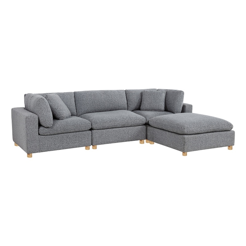 Best Quality Furniture Modular 4 Piece Sectional in Rich Gray Boucle Fabric