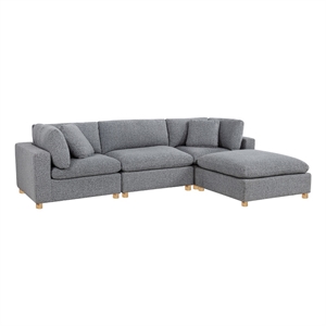Best Quality Furniture Modular 4 Piece Sectional in Rich Gray Boucle Fabric
