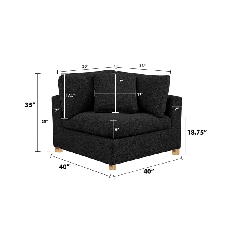 Best Quality Furniture Modular 4 Piece Sectional in Black Boucle Fabric