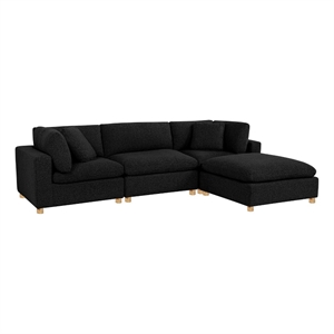 Best Quality Furniture Modular 4 Piece Sectional in Black Boucle Fabric