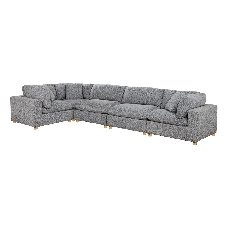 Best Quality Furniture Modular 5 Piece Sectional in Rich Gray Boucle Fabric