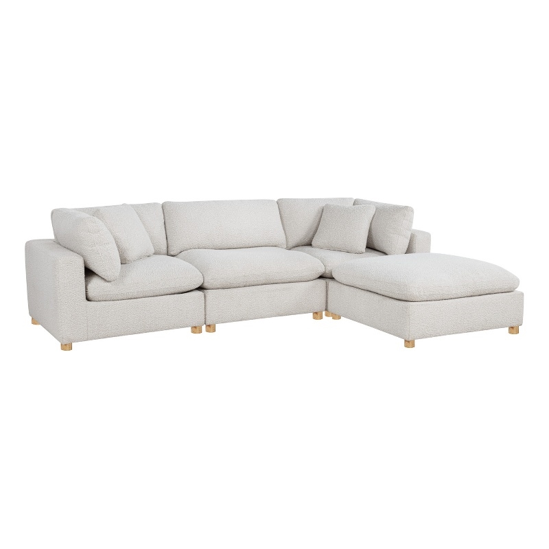 Best Quality Furniture Modular 4 Piece Sectional in Cream Boucle Fabric