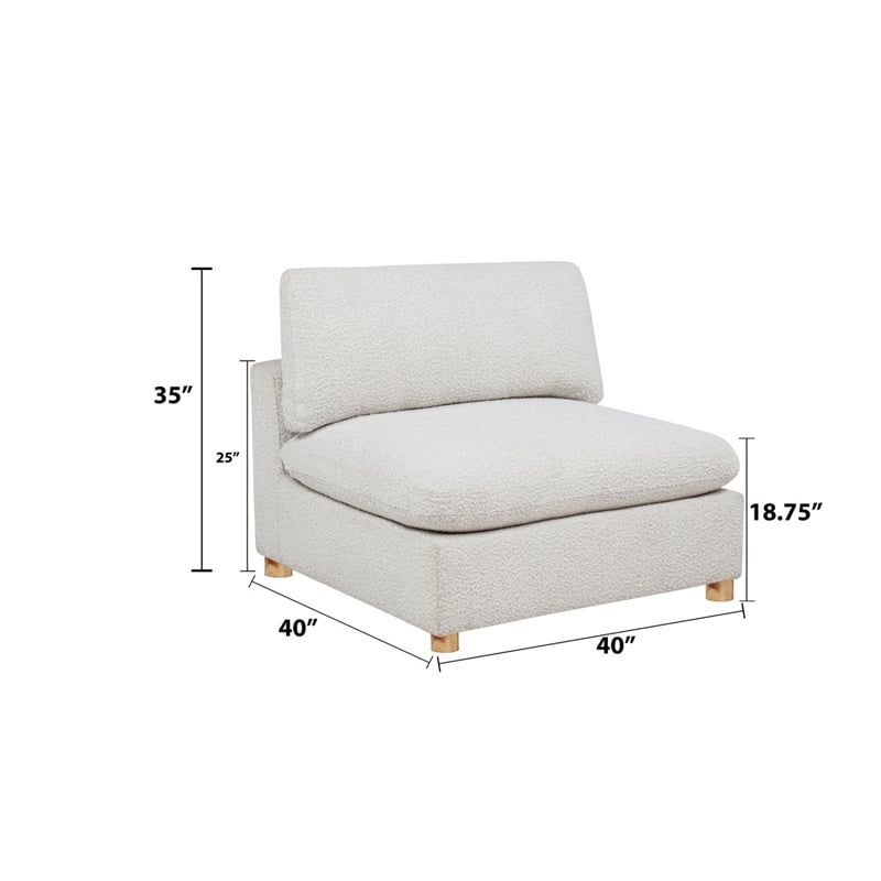 Best Quality Furniture Modular 5 Piece Sectional in Cream Boucle Fabric