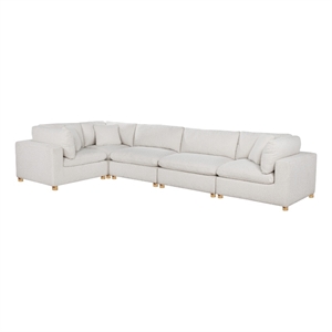 Best Quality Furniture Modular 5 Piece Sectional in Cream Boucle Fabric