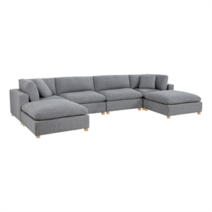 Best Quality Furniture Modular 6 Piece Sectional in Rich Gray Boucle Fabric