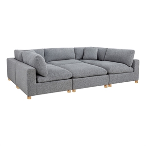 Best Quality Furniture Modular 6 Piece Sectional in Rich Gray Boucle Fabric
