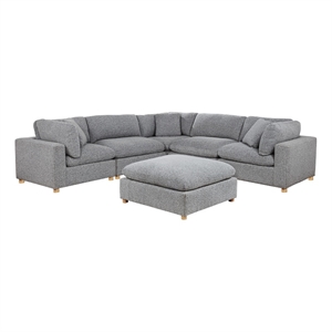 Best Quality Furniture Modular 6 Piece Sectional in Rich Gray Boucle Fabric