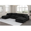 Best Quality Furniture Modular 6 Piece Sectional in Black Boucle Fabric