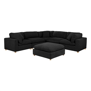 Best Quality Furniture Modular 6 Piece Sectional in Black Boucle Fabric