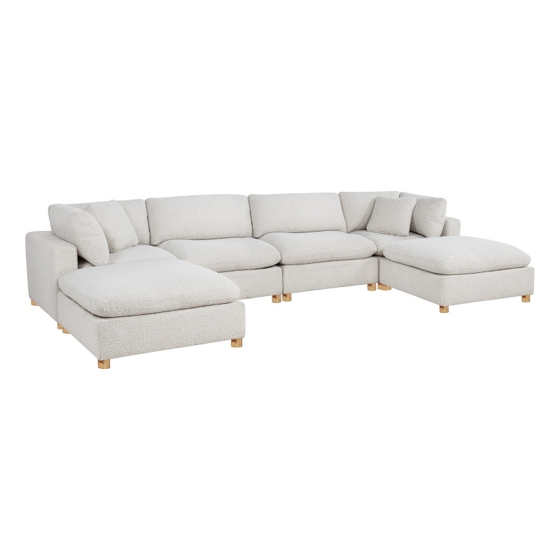 Best Quality Furniture Modular 6 Piece Sectional in Cream Boucle Fabric