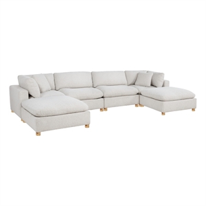 Best Quality Furniture Modular 6 Piece Sectional in Cream Boucle Fabric
