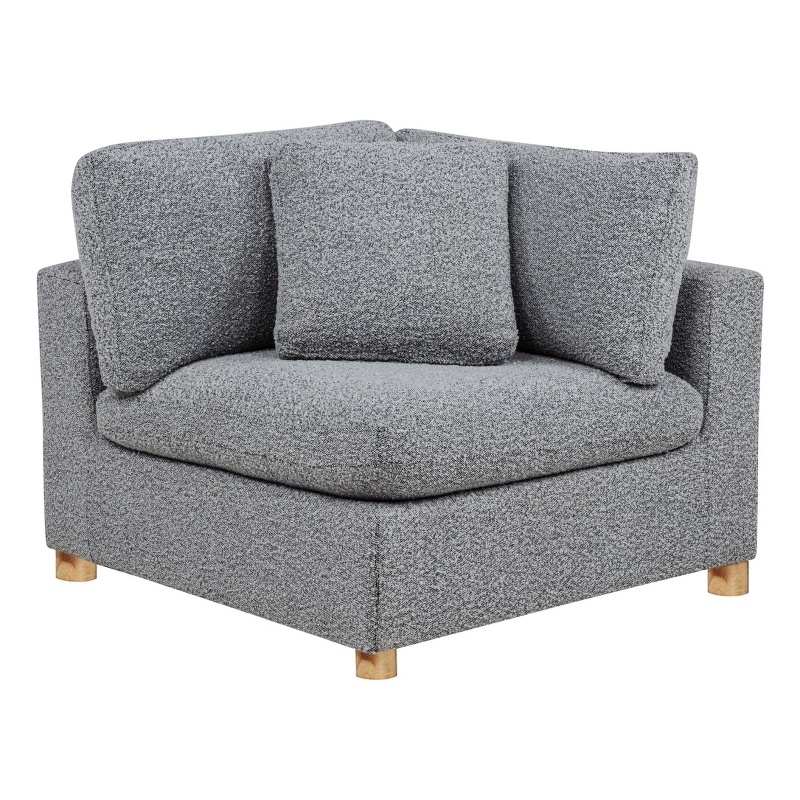 Best Quality Furniture SE05 Modular Corner Piece in Rich Gray Boucle Fabric