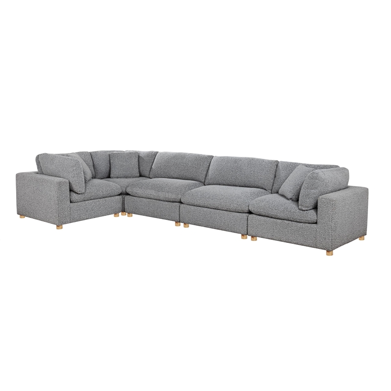 Best Quality Furniture SE05 Modular Ottoman in Rich Gray Boucle Fabric