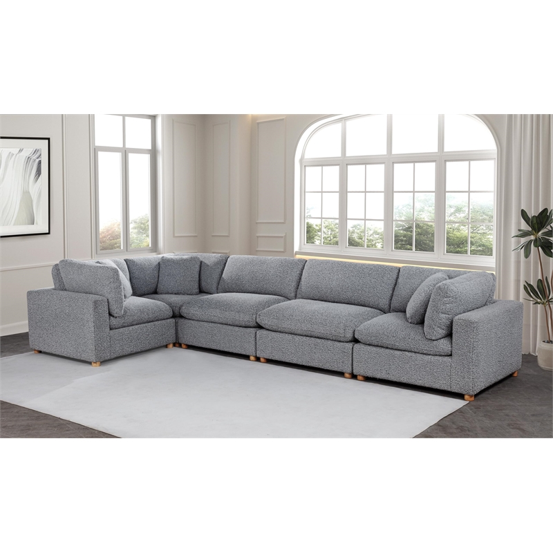 Best Quality Furniture SE05 Modular Ottoman in Rich Gray Boucle Fabric