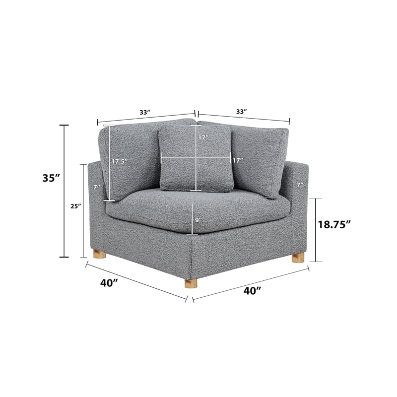 Best Quality Furniture SE05 Modular Ottoman in Rich Gray Boucle Fabric