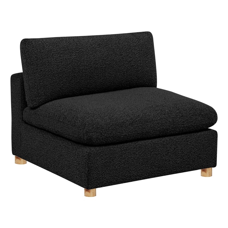 Best Quality Furniture SE06 Modular Armless Piece in Black Boucle Fabric