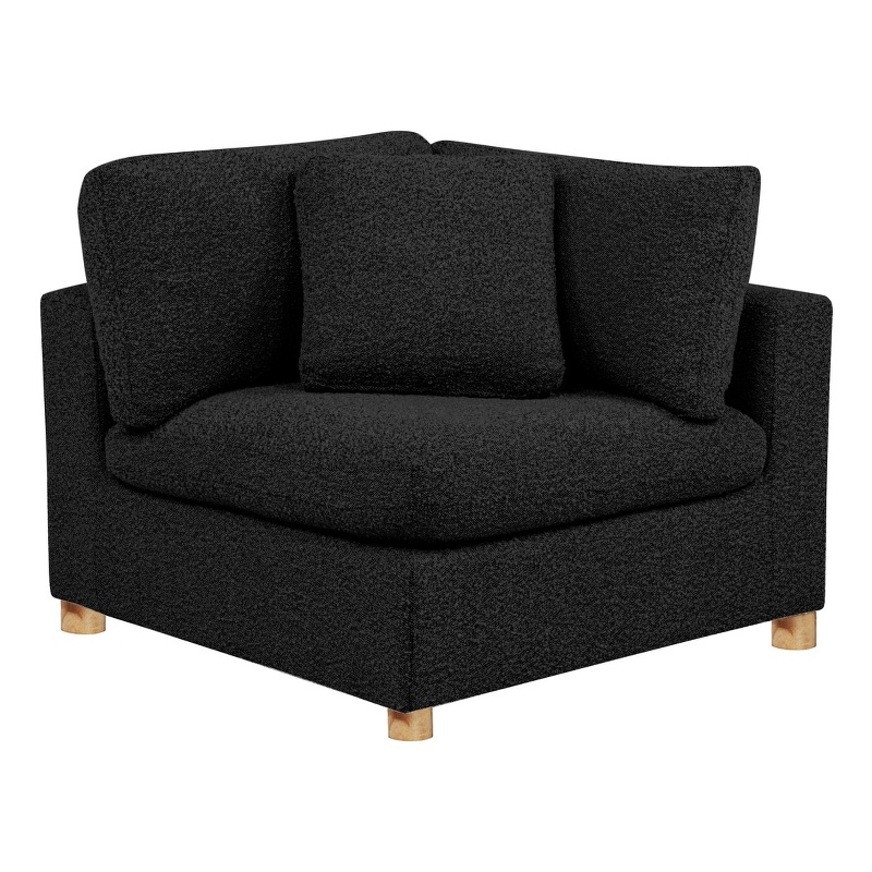 Best Quality Furniture SE06 Modular Corner Piece in Black Boucle Fabric