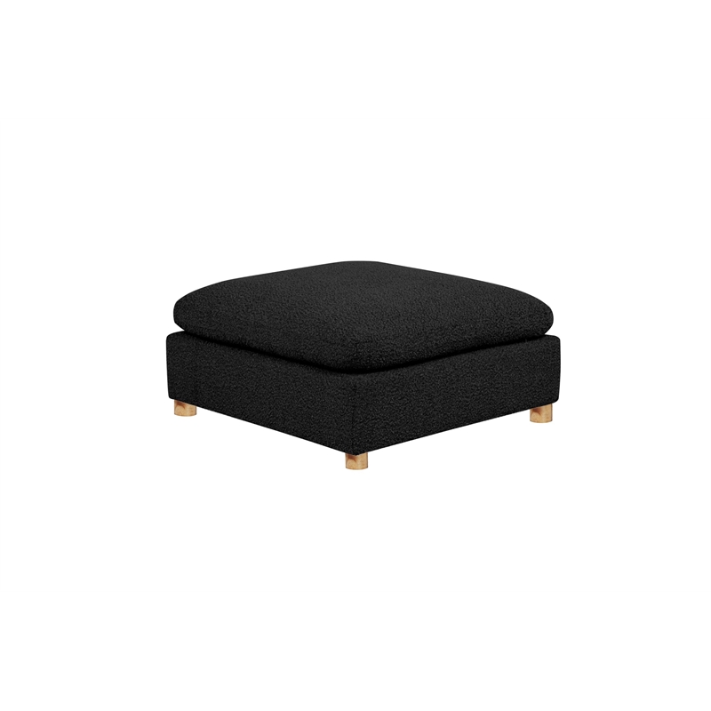 Best Quality Furniture SE06 Modular Ottoman in Black Boucle Fabric