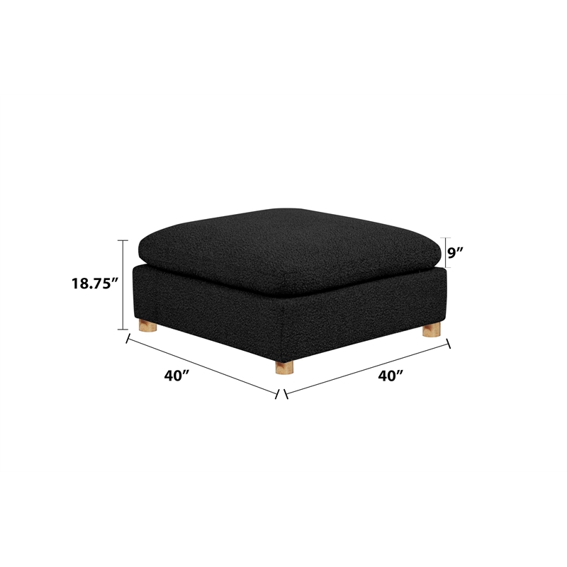 Best Quality Furniture SE06 Modular Ottoman in Black Boucle Fabric