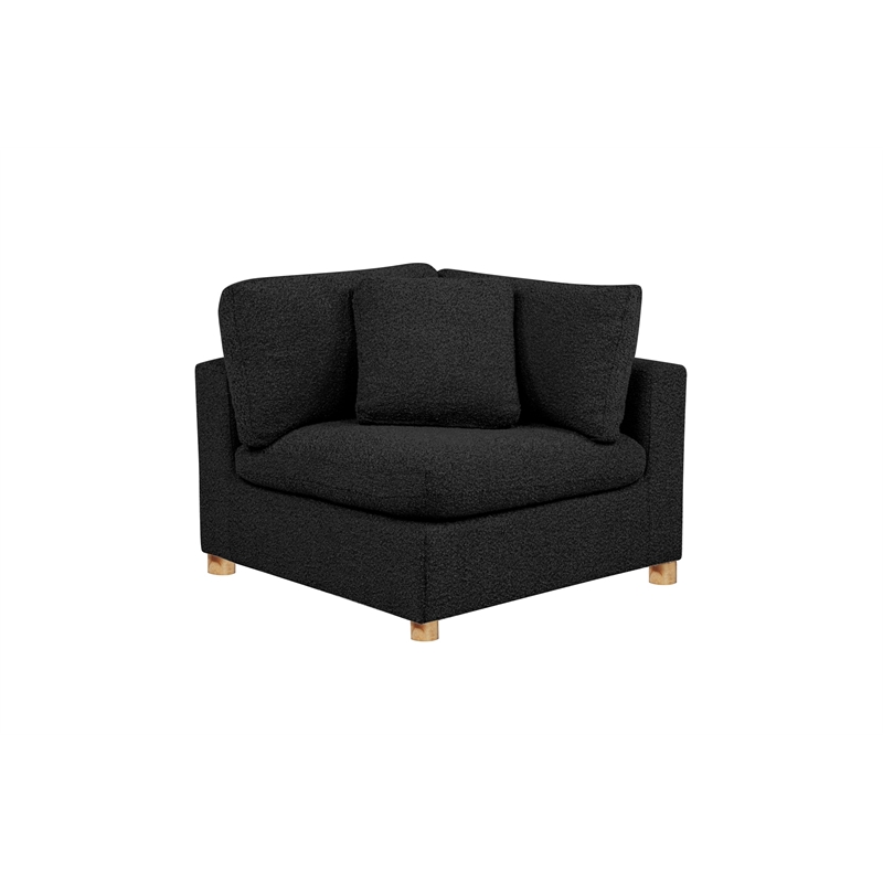 Best Quality Furniture SE06 Modular Ottoman in Black Boucle Fabric