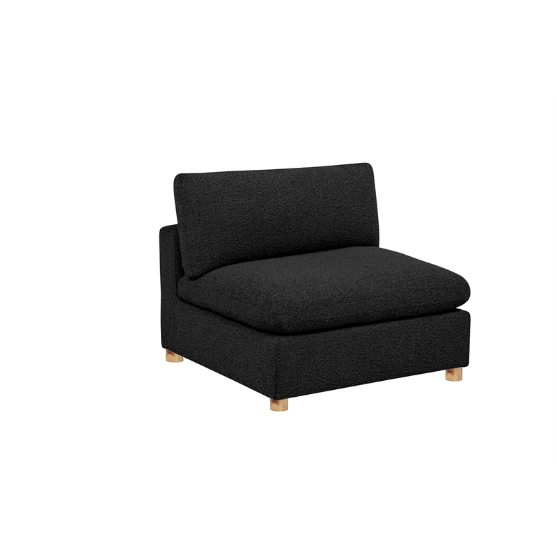 Best Quality Furniture SE06 Modular Ottoman in Black Boucle Fabric