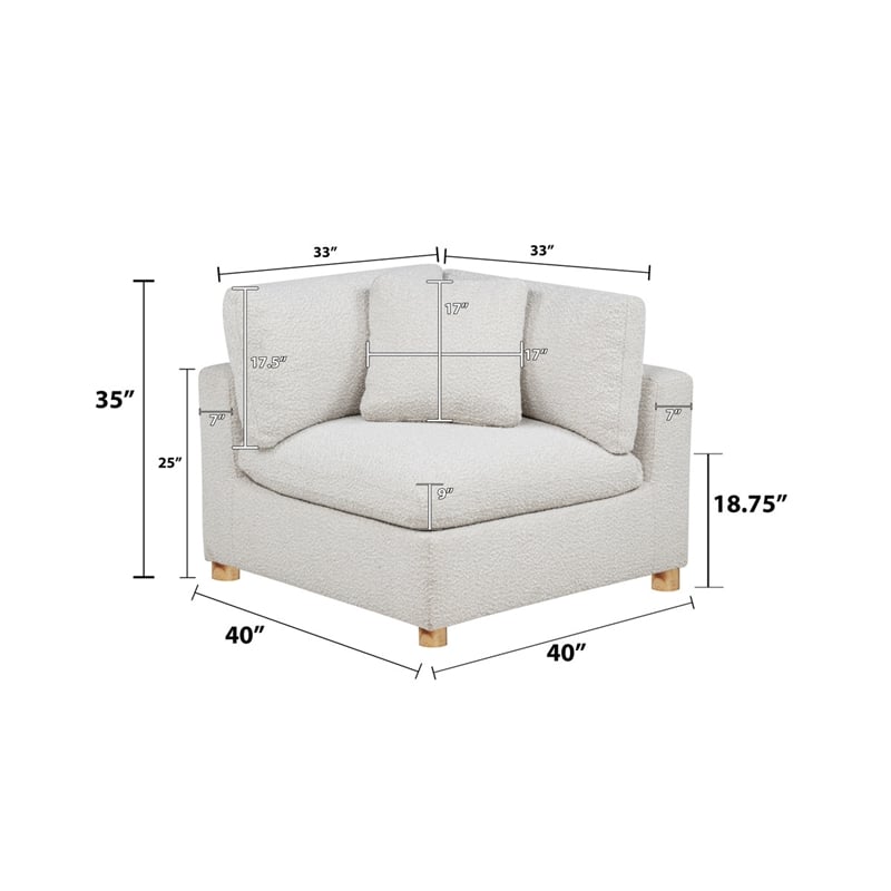 Best Quality Furniture Modular 6 Piece Sectional in Cream Boucle Fabric