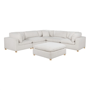 Best Quality Furniture Modular 6 Piece Sectional in Cream Boucle Fabric