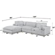 Best Quality Furniture Modular 4 Piece Sectional in Light Gray Velvet Corduroy