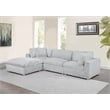 Best Quality Furniture Modular 4 Piece Sectional in Light Gray Velvet Corduroy