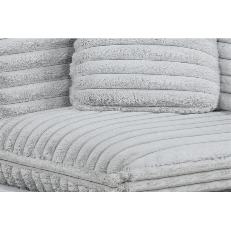 Best Quality Furniture Modular 4 Piece Sectional in Light Gray Velvet Corduroy