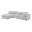 Best Quality Furniture Modular 4 Piece Sectional in Light Gray Velvet Corduroy