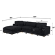 Best Quality Furniture Modular 4 Piece Sectional in Black Velvet Corduroy