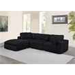 Best Quality Furniture Modular 4 Piece Sectional in Black Velvet Corduroy