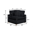Best Quality Furniture Modular 4 Piece Sectional in Black Velvet Corduroy
